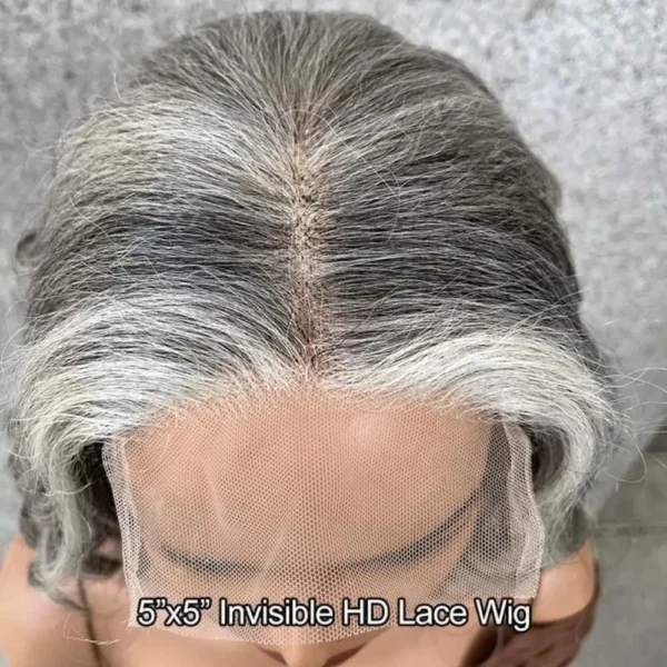 Waviii Luxe – Short Bob Wig – Human Hai Sliver Gray - Image 5