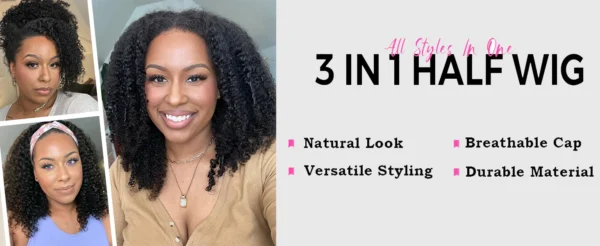 Waviii Glam – Short Half Wig – Human Hair Flip Over - Image 7