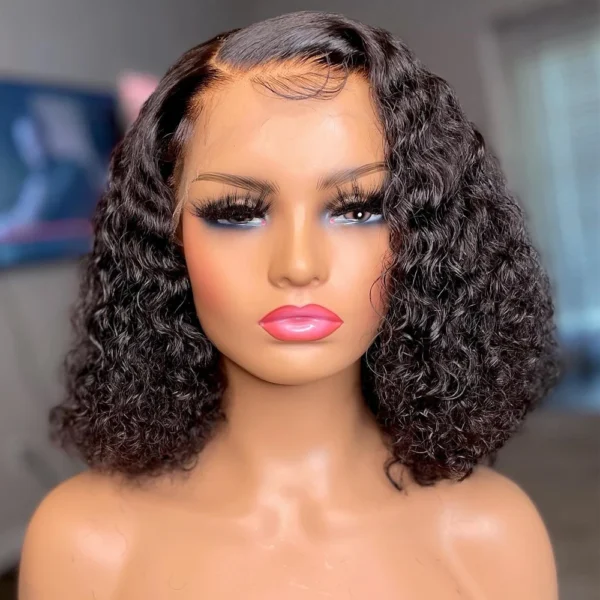 Waviii Elegance – Short Bob Wig – Human Hair Deep Water Wave Lace Frontal - Image 2