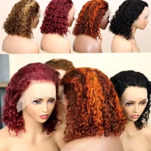 Waviii Glam – Short Bob Wig – Human Hair Burgundy Ginger Orange