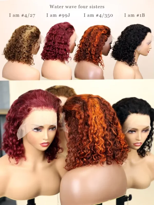 Waviii Glam – Short Bob Wig – Human Hair Burgundy Ginger Orange