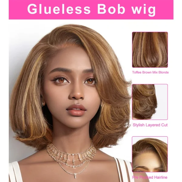 Waviii Luxe – Lace Front Bob Wig – Short Human Hair - Image 2