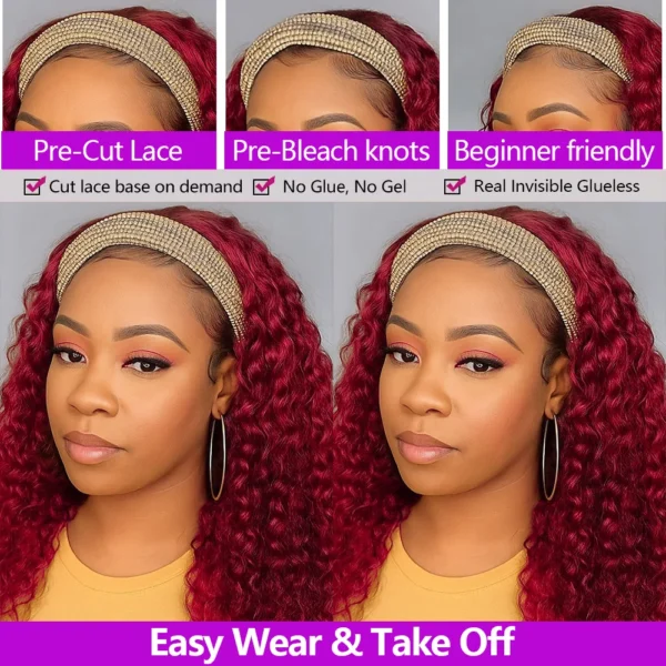 Waviii Glam – Headband Wig – Long Human Hair Reddish Brown - Image 4