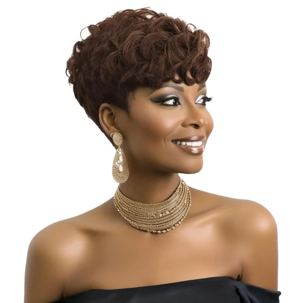 Waviii Luxe – Short Curly Wig – Synthetic Hair layered style - Image 5
